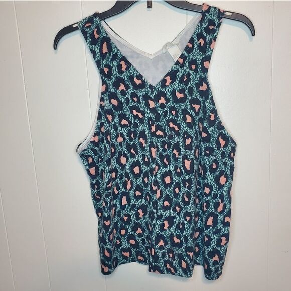 H&M teal / pink leopard tank top M - Picture 8 of 8
